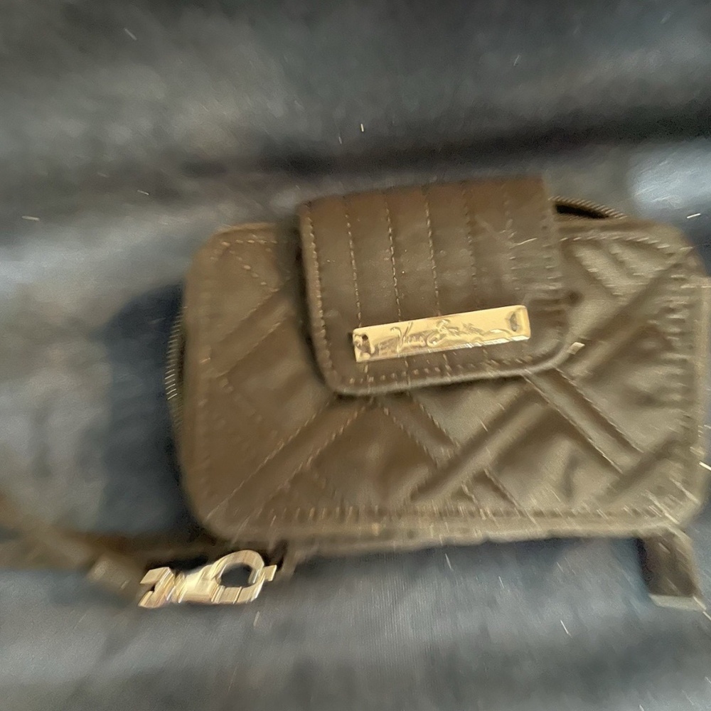 Vera Bradley Wallet On The Square Black Microfiber Quilted
